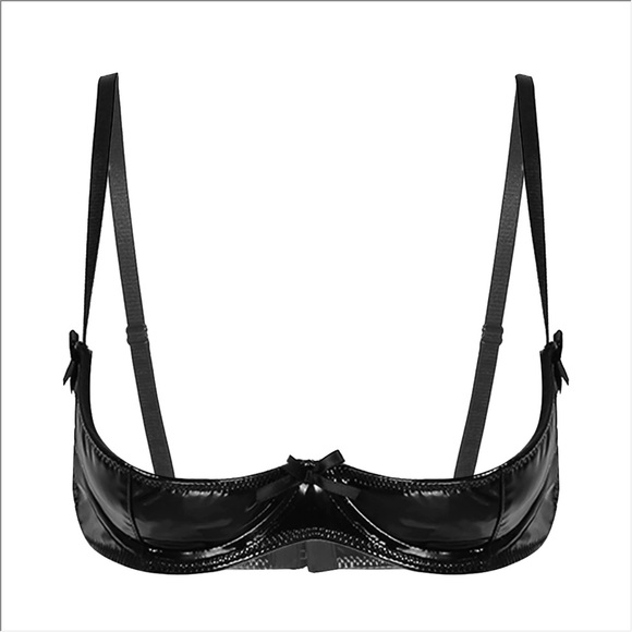 Patent Leather Balconette bra, size L/29” C and S/26” A. - Picture 3 of 12